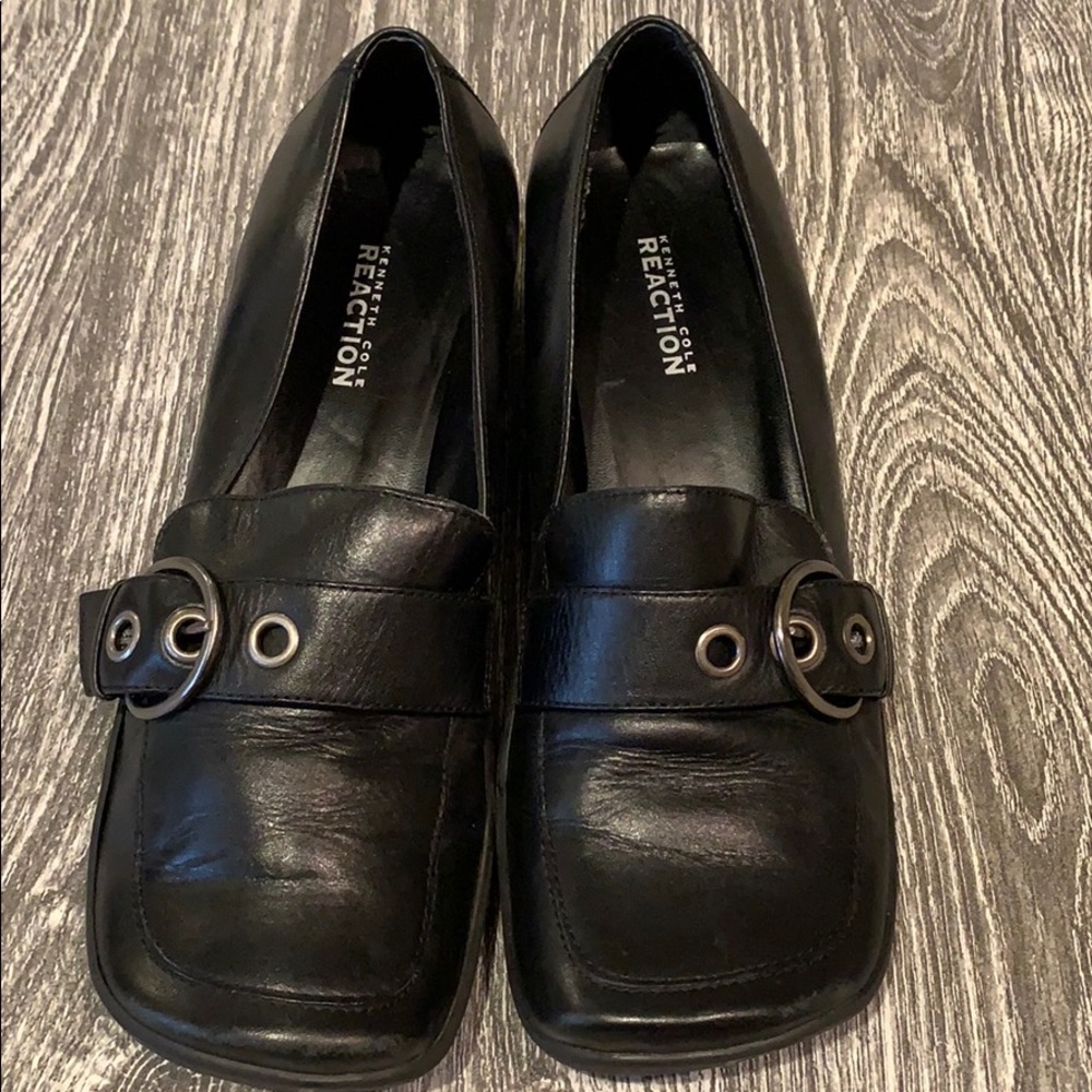 Kenneth Cole square toe black leather loafers US 8 - Picture 2 of 7